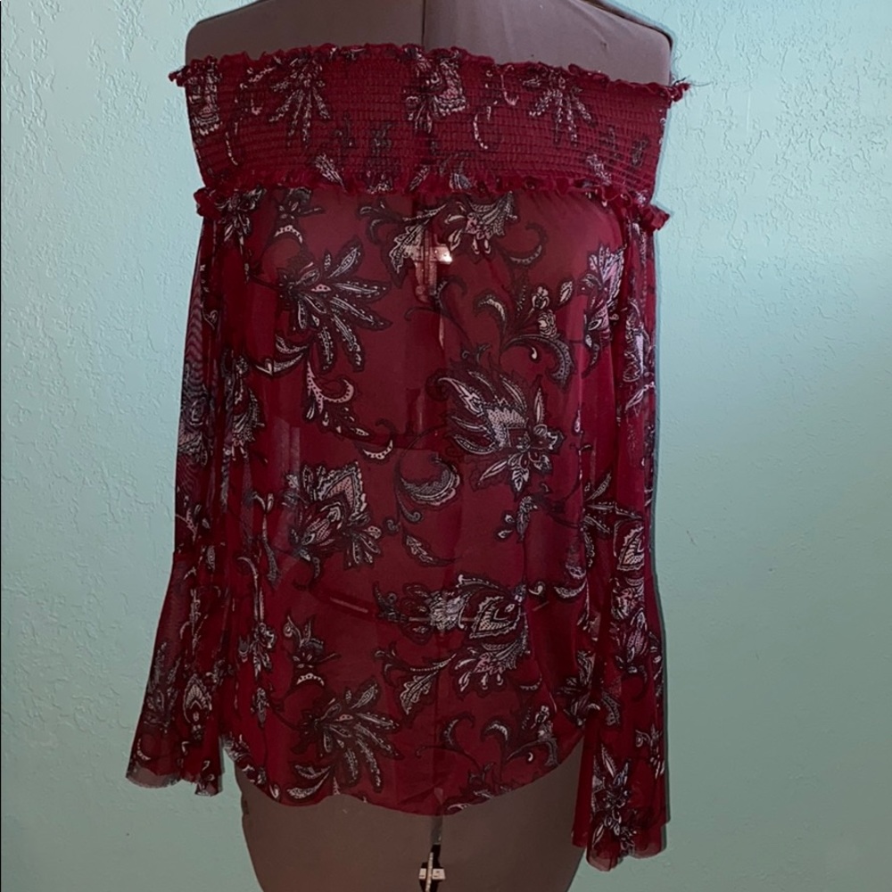Off the Shoulder Sheer Shirt